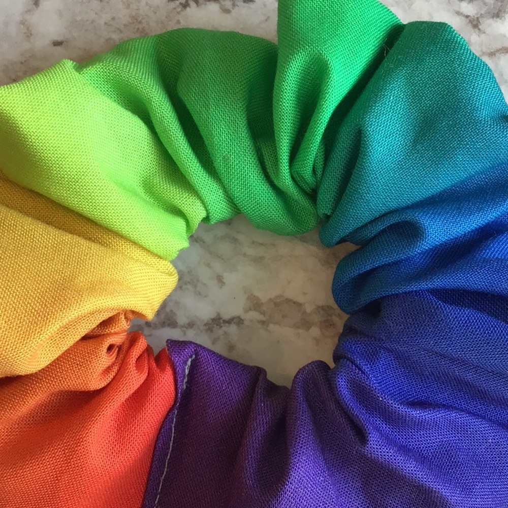 Rainbow ombre LBGTQ pride parade hair scrunchie